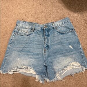 Forever 21 Light Blue Distressed Jean Shorts